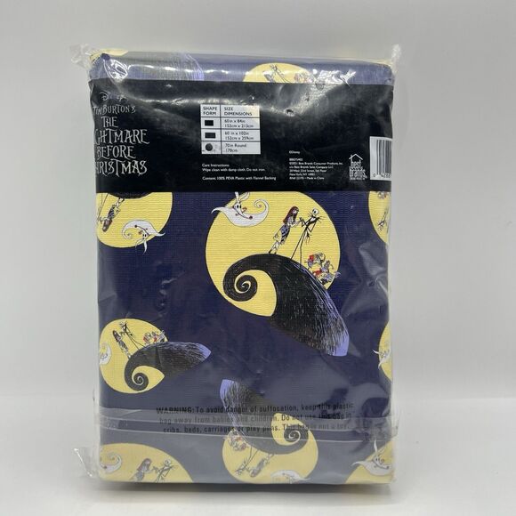 Nightmare Before Christmas Halloween Table Cloth Rectangle Flannel Back 60”x102” - Picture 2 of 6